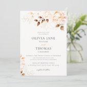 エレガントな秋のバーントオレンジの花の結婚式 招待状 (スタンド正面)