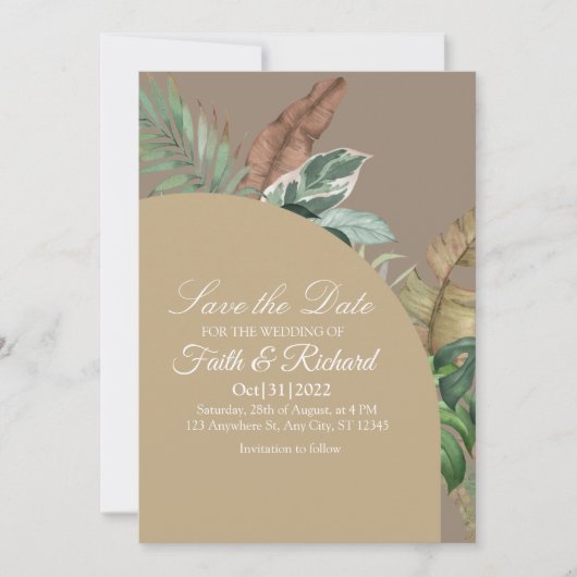 エレガントな秋のパンパス グラス ウェディング セーブ ザ デート セーブザデート (正面)