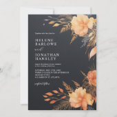 エレガントな秋のブラックウェディング 招待状 (正面)