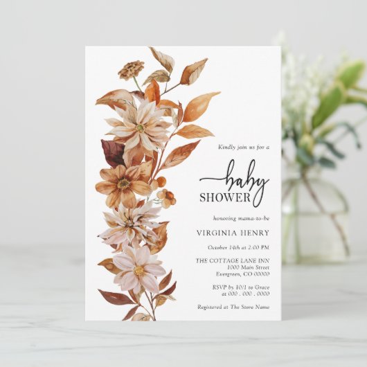 エレガントな秋のベイビーシャワー招待状 招待状 (スタンド正面)