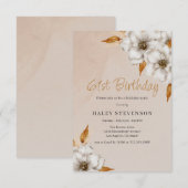 エレガントな秋のボヘミアンチック フラワー 61歳の誕生日パーティー 招待状 (正面/裏面)