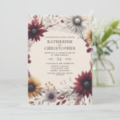 エレガントな秋のワイルドフラワーバースウェディング 招待状 (スタンド正面)