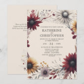 エレガントな秋のワイルドフラワーバースウェディング 招待状 (正面/裏面)
