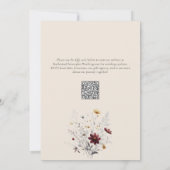 エレガントな秋のワイルドフラワー バーガンディー結婚式 招待状 (裏面)