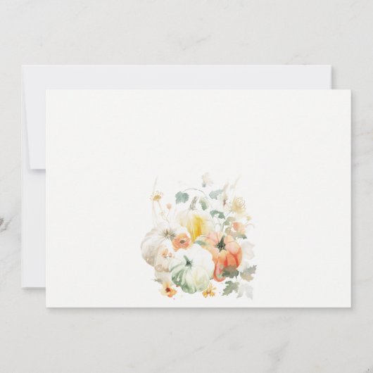 エレガントな秋のワイルドフラワー パンプキン 水彩 結婚式 セーブザデート (裏面)