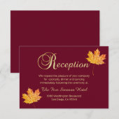エレガントな秋のワインレッドとゴールドの披露宴招待状カード エンクロージャーカード (正面/裏面)