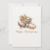 エレガントな秋の収穫ウォーターカラー ハッピーサンクスギビング シーズンカード (正面)