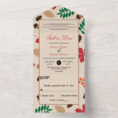 エレガントな秋の恋愛の葉 オータム フラワー ウェディング オールインワン招待状 (内側)