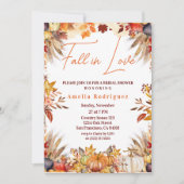 エレガントな秋の恋愛 ブライダルシャワーのためのパンプキンと花 招待状 (正面)