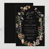 エレガントな秋の恋愛 ブライダルシャワー 招待状 (正面/裏面)