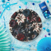 エレガントな秋の押し花ダークウェディング ペーパープレート (パーティー)