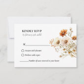 エレガントな秋の植物のワイルドフラワー ウェディング 出欠カード (正面)