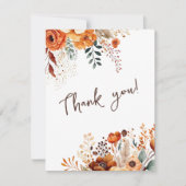 エレガントな秋の植物写真ウェディング サンキューカード (正面)