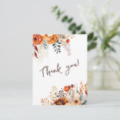 エレガントな秋の植物写真ウェディング サンキューカード (スタンド正面)