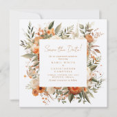 エレガントな秋の植物 フラワーのSave The Date セーブザデート (正面)