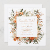 エレガントな秋の植物 フラワーのSave The Date セーブザデート (正面/裏面)