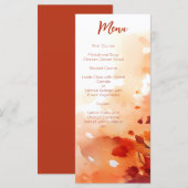 エレガントな秋の水彩の葉　バーントオレンジ　ゴールド メニュー (正面/裏面)