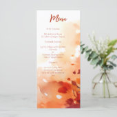 エレガントな秋の水彩の葉　バーントオレンジ　ゴールド メニュー (スタンド正面)