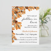 エレガントな秋の水彩オレンジの葉のベイビーシャワー 招待状 (スタンド正面)