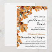 エレガントな秋の水彩オレンジの葉のベイビーシャワー 招待状 (正面/裏面)