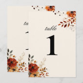 エレガントな秋の水彩画 ウェディングテーブルナンバー 招待状 (正面/裏面)