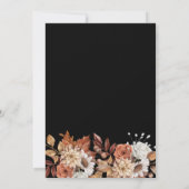 エレガントな秋の水彩花のブラックパーティー 招待状 (裏面)