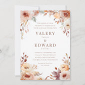 エレガントな秋の水彩花の結婚式招待状 招待状 (正面)