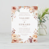 エレガントな秋の水彩花の結婚式招待状 招待状 (スタンド正面)