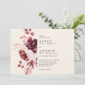 エレガントな秋の水彩花の結婚式 招待状 (スタンド正面)