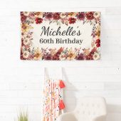 エレガントな秋の水彩花模様 60歳の誕生日 横断幕 (インサイチュ)