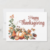 エレガントな秋の白 ハッピーサンクスギビング シーズンカード (正面)