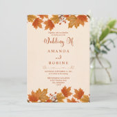 エレガントな秋の紅葉の結婚式招待状 (スタンド正面)