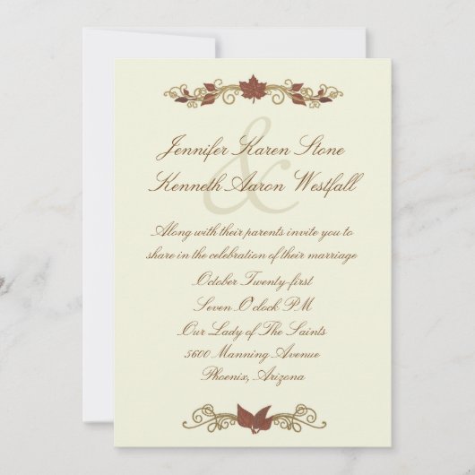 エレガントな秋の結婚式招待状 招待状 (正面)