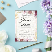 エレガントな秋の花とカボチャの結婚式招待状付きカード アクリル招待状 (インサイチュ (ウェディング))