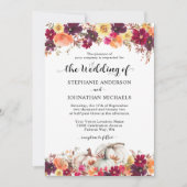 エレガントな秋の花とカボチャの結婚式招待状 招待状 (正面)