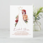 エレガントな秋の花のドレス ブライダルシャワー 招待状 (スタンド正面)