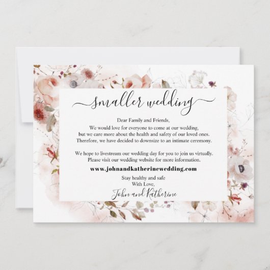 エレガントな秋の花の小さな結婚式バーチャル 案内状 (正面)