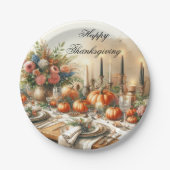 エレガントな秋の花の感謝祭の休日 ペーパープレート (正面)