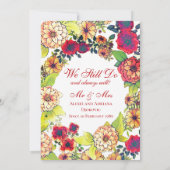 エレガントな秋の花の水彩画の誓いの更新式結婚式 招待状 (裏面)