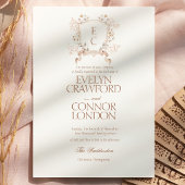 エレガントな秋の花の紋章のウェディング 招待状