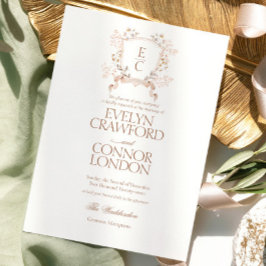 エレガントな秋の花の紋章のウェディング 招待状