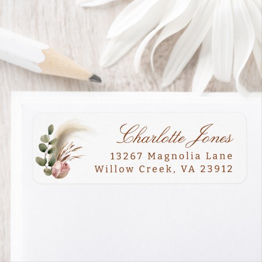 エレガントな秋の花の返信住所ラベル ラベル (インサイチュ)