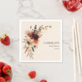 エレガントな秋の花をテーマにしたブライダルシャワー スタンダードカクテルナプキン (インサイチュ)