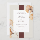 エレガントな秋の花をテーマにしたミニマルウェディング 招待状 (正面)