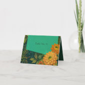 エレガントな秋の花を飾った結婚式のテーブルナンバー サンキューカード (正面)