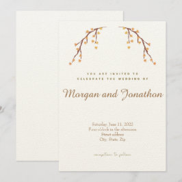 エレガントな秋の花モチーフのウェディングコレクション 招待状