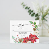 エレガントな秋の花モチーフ バーガンディ ブラッシュ フローラル ゴールド ホル シーズンポストカード (スタンド正面)