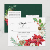 エレガントな秋の花モチーフ バーガンディ ブラッシュ フローラル ゴールド ホル シーズンポストカード (正面/裏面)