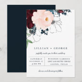 エレガントな秋の花束 ウェディング招待状 案内状 (正面/裏面)