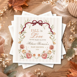 エレガントな秋の花柄のFall In Loveベビーシャワー スタンダードカクテルナプキン